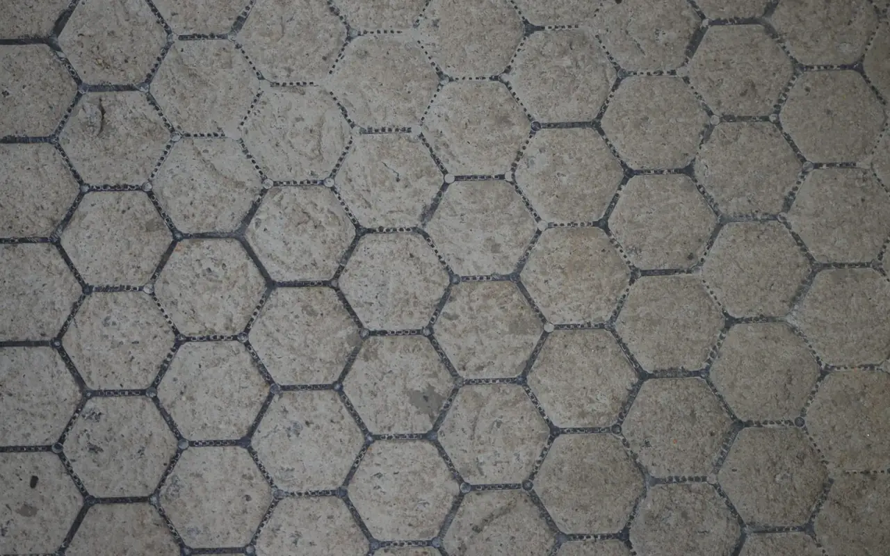 Concrete filled flush to the hexagon cell tops